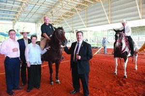 County Parks director Jack Kardys, then Sweetwater Mayor Jose Diaz, Miami-Dade Commission chair Rebeca Sosa, Miami Dade Mayor Carlos Gimenez, Commissioner Jose “Pepe” Diaz and Commissioner Javier Souto at the opening of the equestrian center in 2013