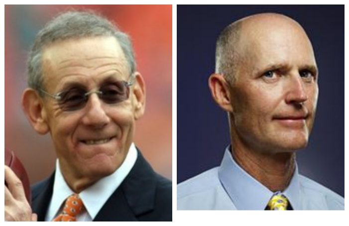 Miami Dolphins owner Steve Ross drums it up for Rick Scott