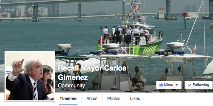 Recall Mayor Carlos Gimenez Facebook page gains speed