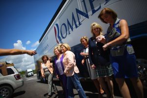 Remedios Diaz Oliver stands with Ileana Ros-Lehtinen and other women at a Women for Mitt event