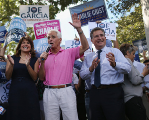Annette Taddeo and Joe Garcia when they were both on the same side -- campaigning with former Gov. Charie Crist
