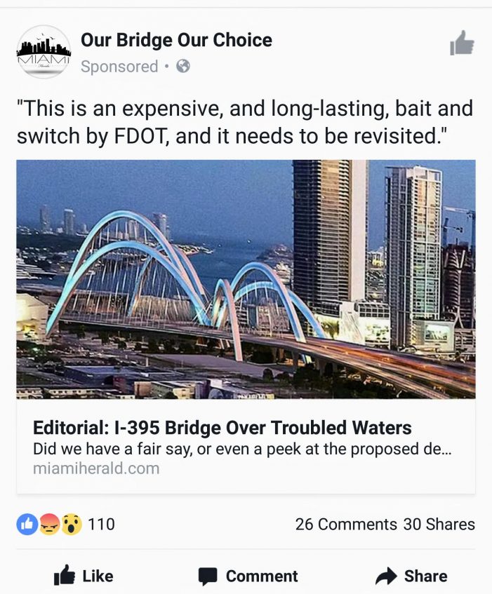 FDOT’s I-395 signature bridge face-off turns to Facebook