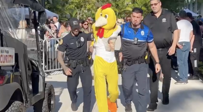 Protest ‘chicken’ arrested at Miami park opening for dogs, cats and Joe Carollo