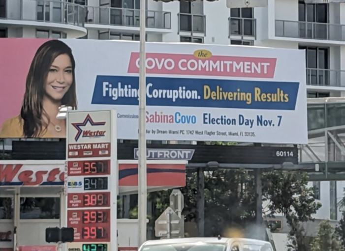 Commissioner Sabina Covo billboard boasts fight vs corruption — what fight?
