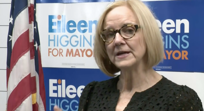 Eileen Higgins goes into Miami City Hall with a fire extinguisher and a smile